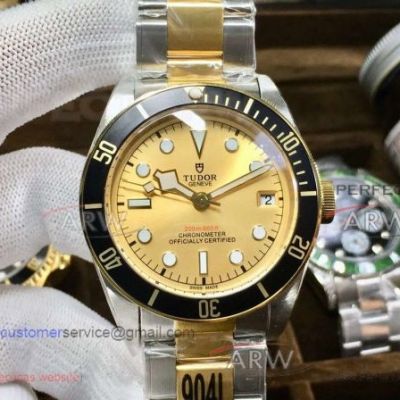 Perfect Replica Baselworld Tudor Black Bay S&G 41MM 2836 Watch - Black Bezel Gold Face Steel And Yellow Gold Bracelet